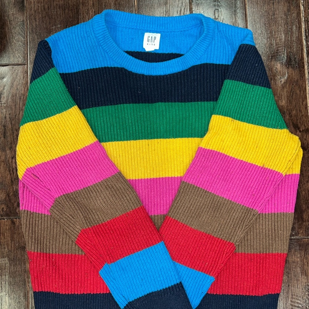 GAP Kids Colorful Striped Crewneck Sweater